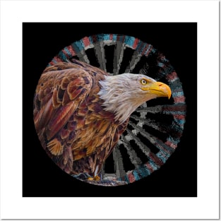 Bald Eagle Retro Circle Wheel Design Posters and Art